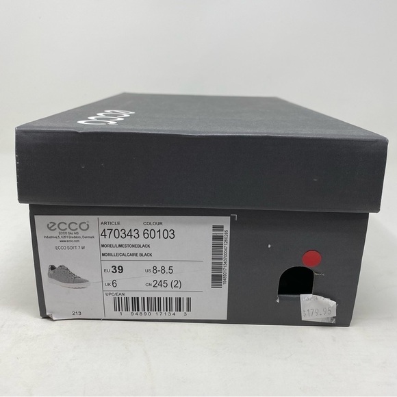 ECCO SOFT 7 LADIES 470343 Leather Sneakers Morel Limestone Black - Picture 9 of 9